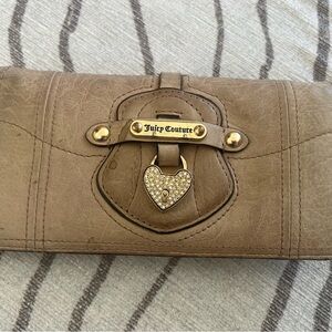 Juicy Couture Taupe Gold Heart Lock Wallet